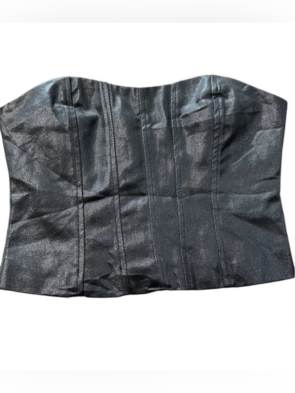 PrettyLittleThing Gray Corset  Bustier Sleeveless Simmering Crop Top